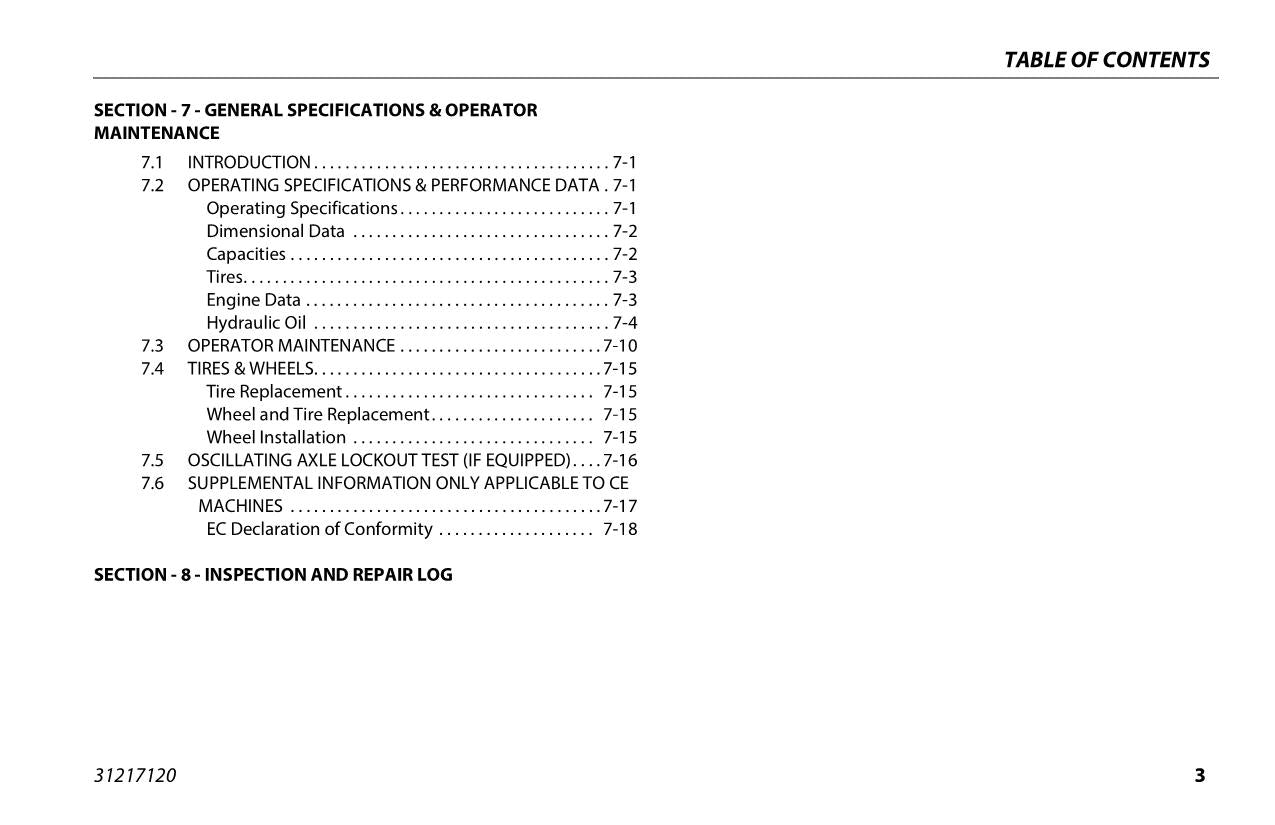 Manual del operador de mantenimiento y operación de la plataforma elevadora JLG H340AJ 31217120