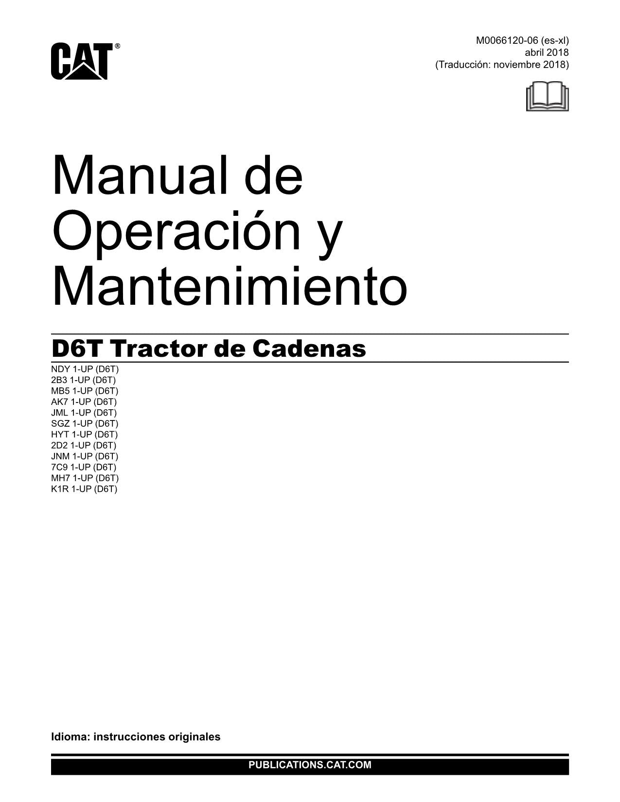 Caterpillar D6T Tractor de Cadenas Manual de Operación y Mantenimiento Español