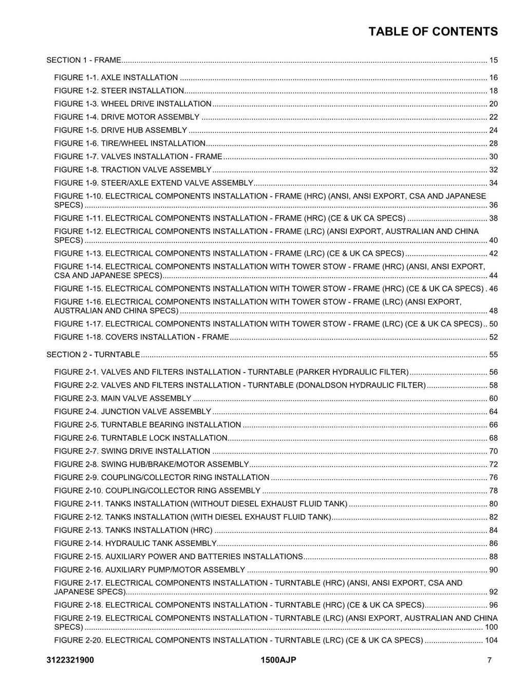 JLG 1500AJP Boom Lift Parts Catalog Hard Copy Manual
