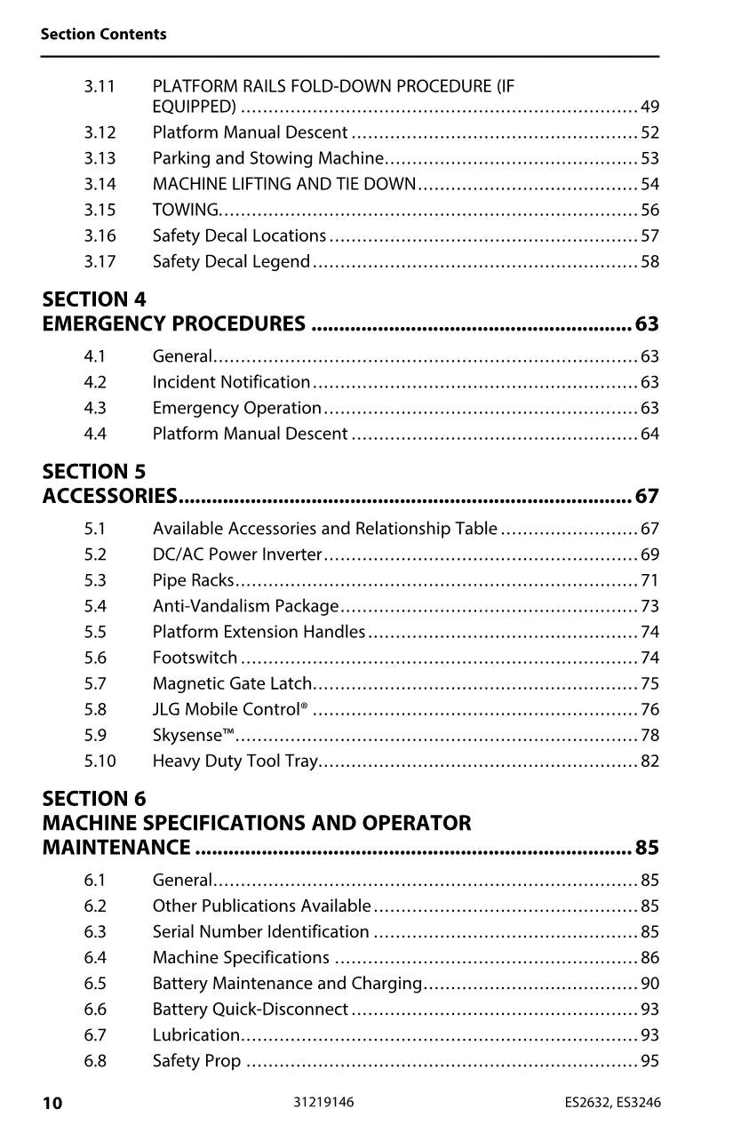 Manual del operador de mantenimiento y operación de elevadores de tijera JLG ES2632 ES3246 31219146