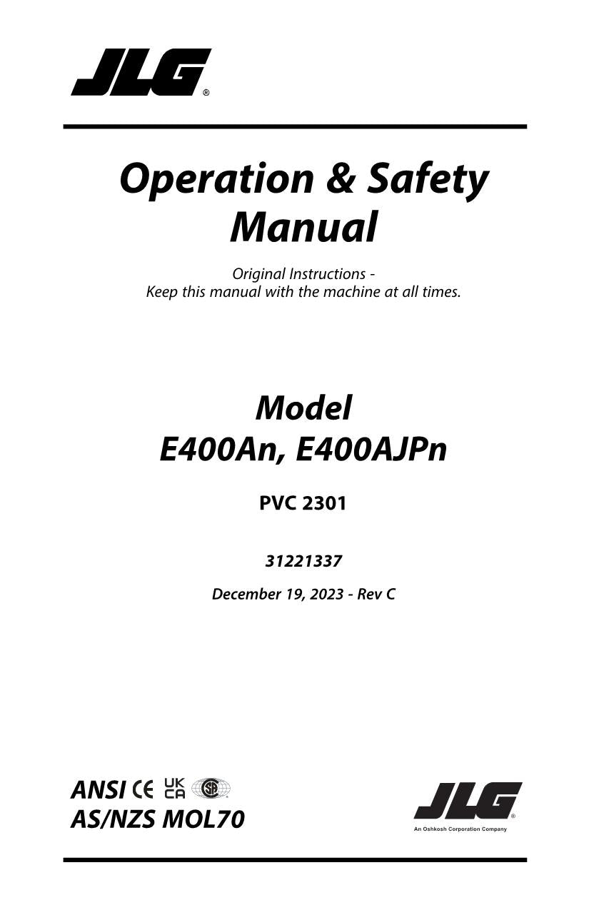 Manual del operador del elevador de pluma estrecha JLG E400AJP E400A 31221337