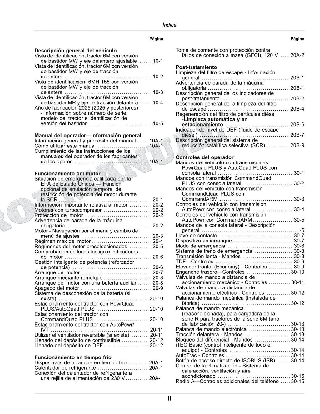 John Deere s 6M 145 - 185 MW 6MH 155 MW Tractor Manual del Operador MY2025