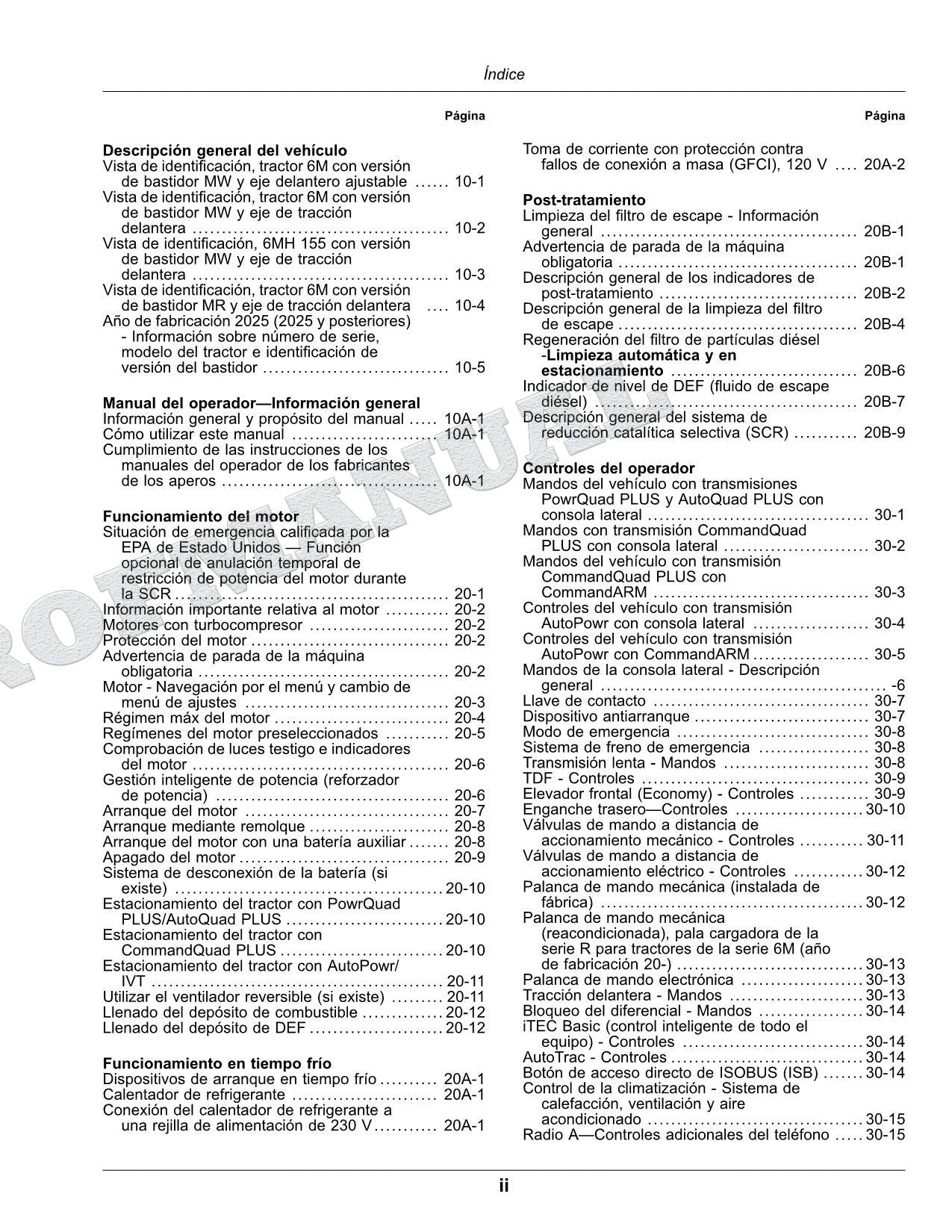 John Deere s 6M 145 - 185 MW 6MH 155 MW Tractor Manual del Operador MY2025