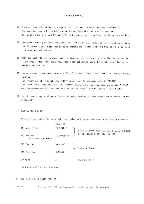 Manual del catálogo de piezas de la excavadora Hitachi EX125WD-5