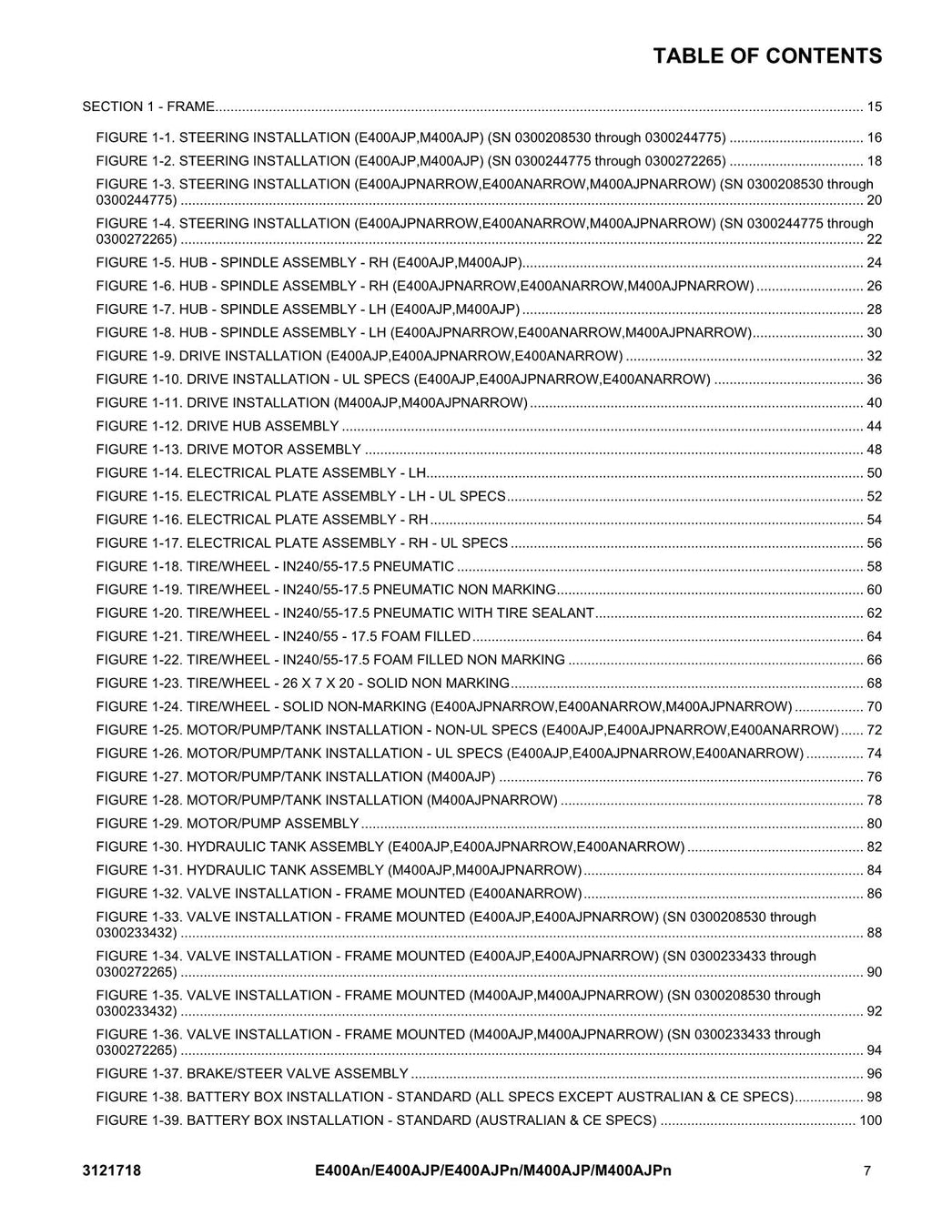 JLG M400AJP M400AJPnarrow Boom Lift Parts Catalog Manual