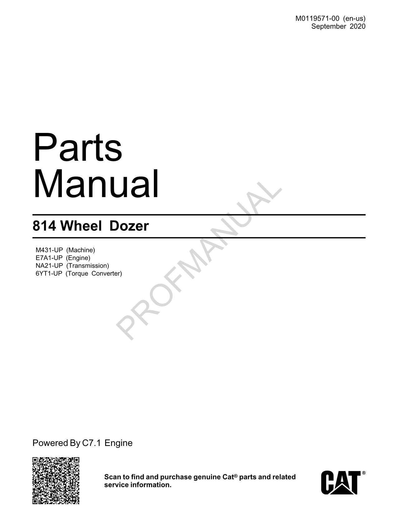 Caterpillar Cat 814 Wheel Dozer Parts Catalog Manual M0119571