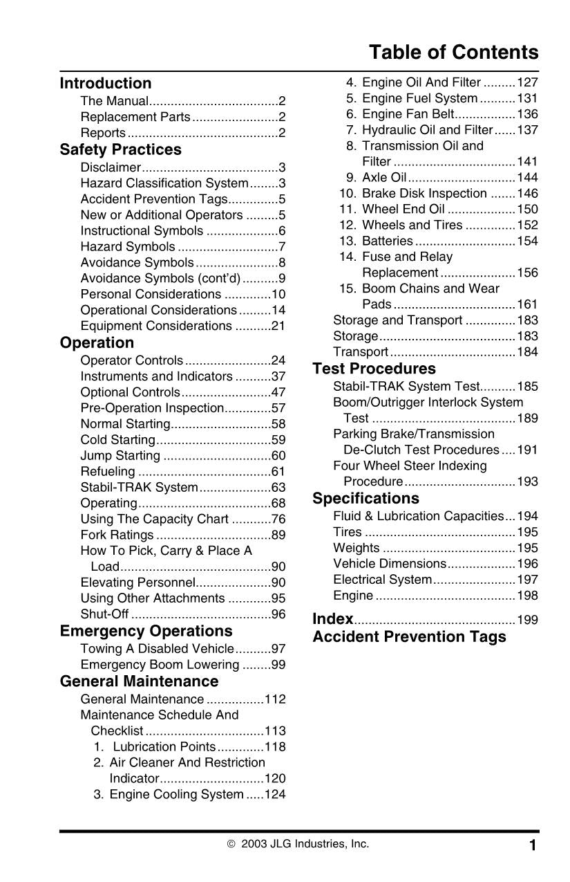 SKYTRAK 10054 Telehandler Maintenance Operation Operators Manual 8990502