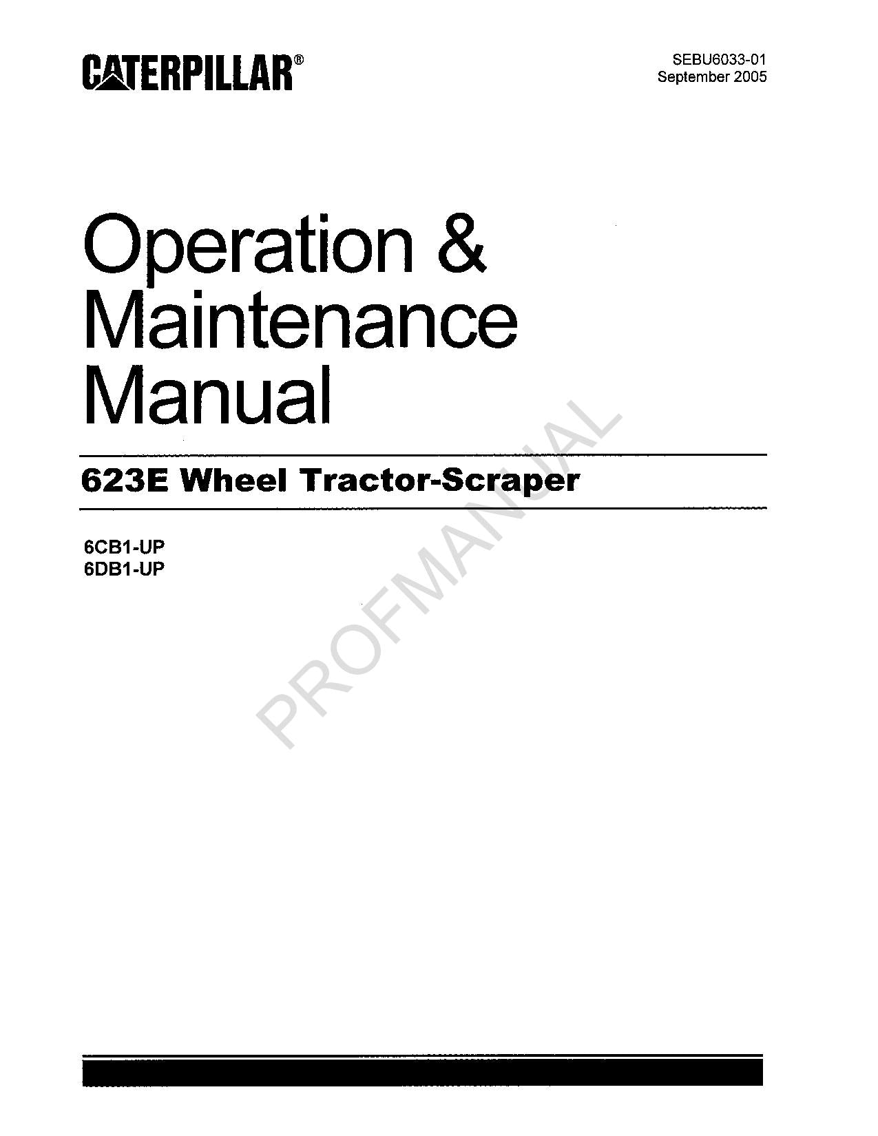 Manual del operador de la mototraílla Caterpillar 623E 6CB1-UP 6DB1-UP