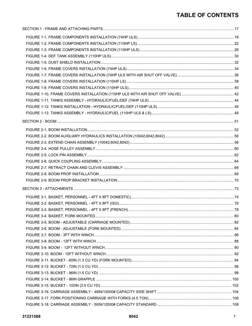SKYTRAK 8042 Telehandler Parts Catalog Manual 31221588