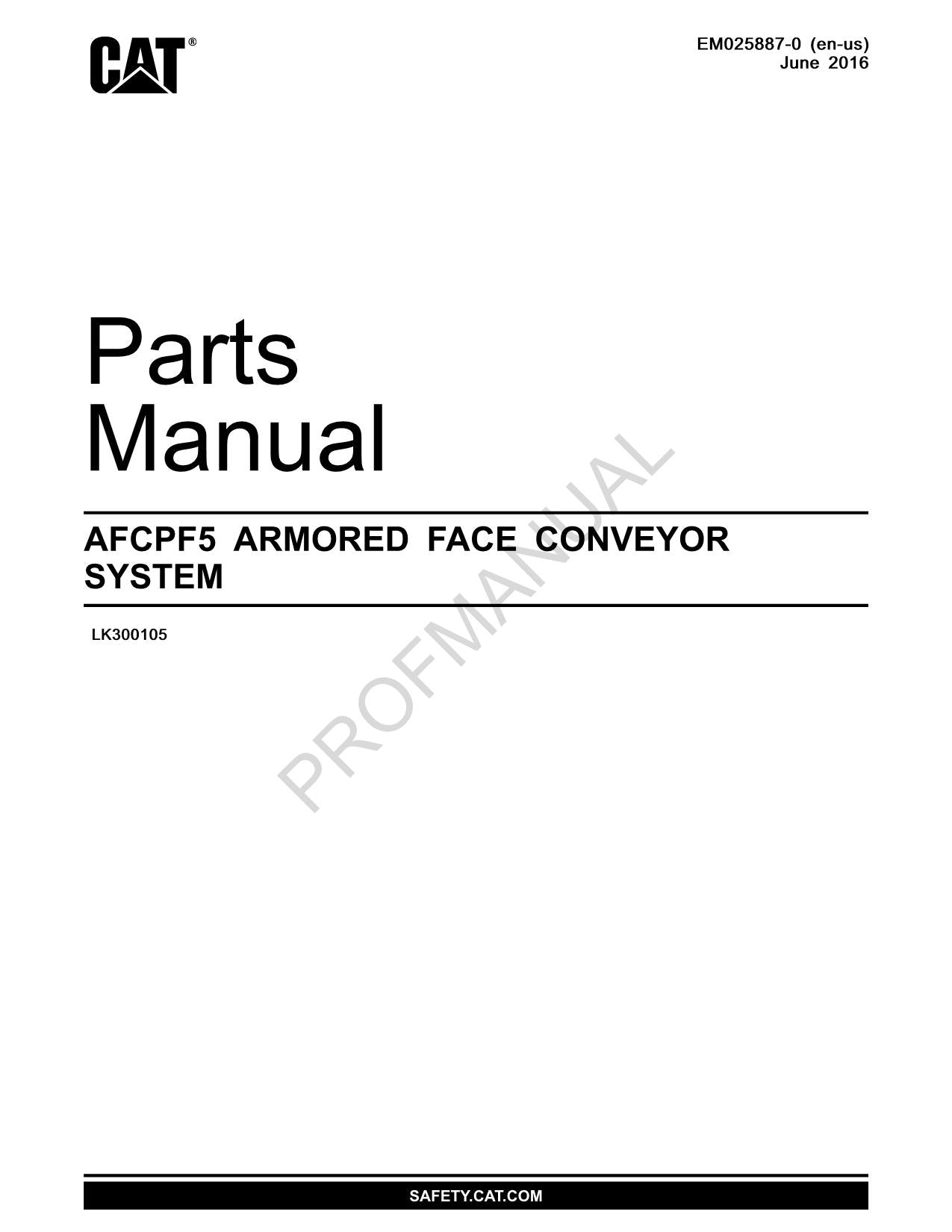 Caterpillar AFCPF5 ARMORED CONVEYOR Underground Longwall Parts Catalog Manual