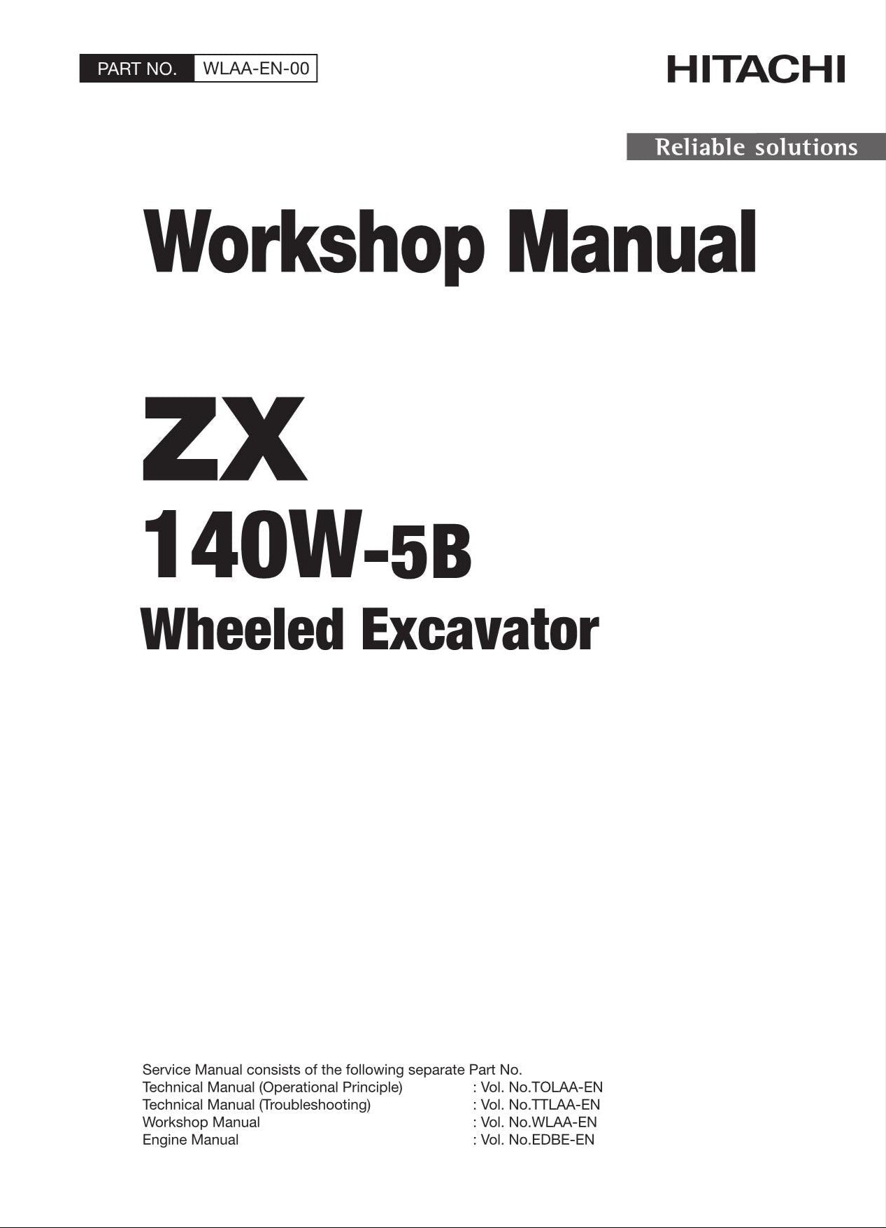 HITACHI ZAXIS ZX140W-5B Excavator Workshop Service Manual