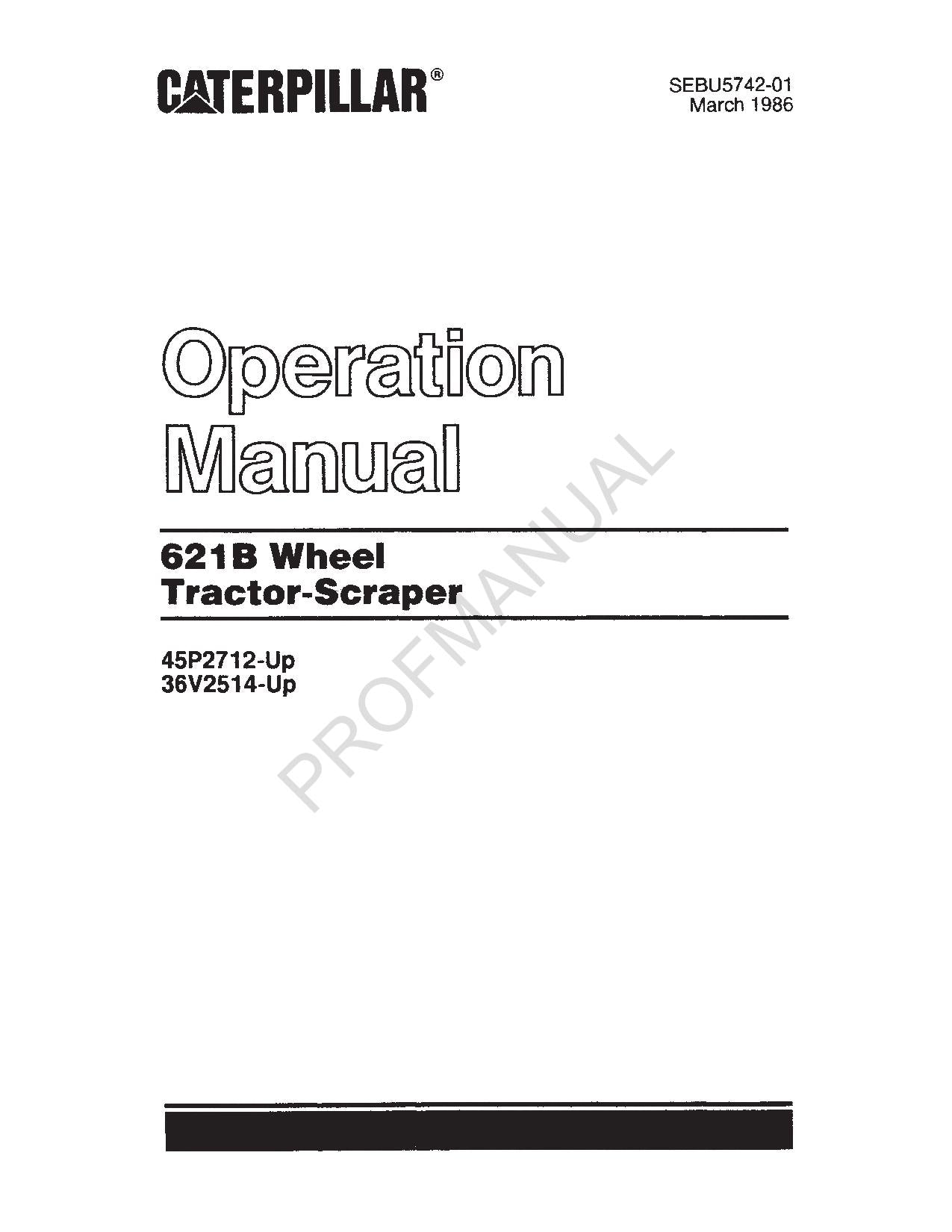 Manual de mantenimiento del operador de mototraílla Caterpillar 621B SEBU5742