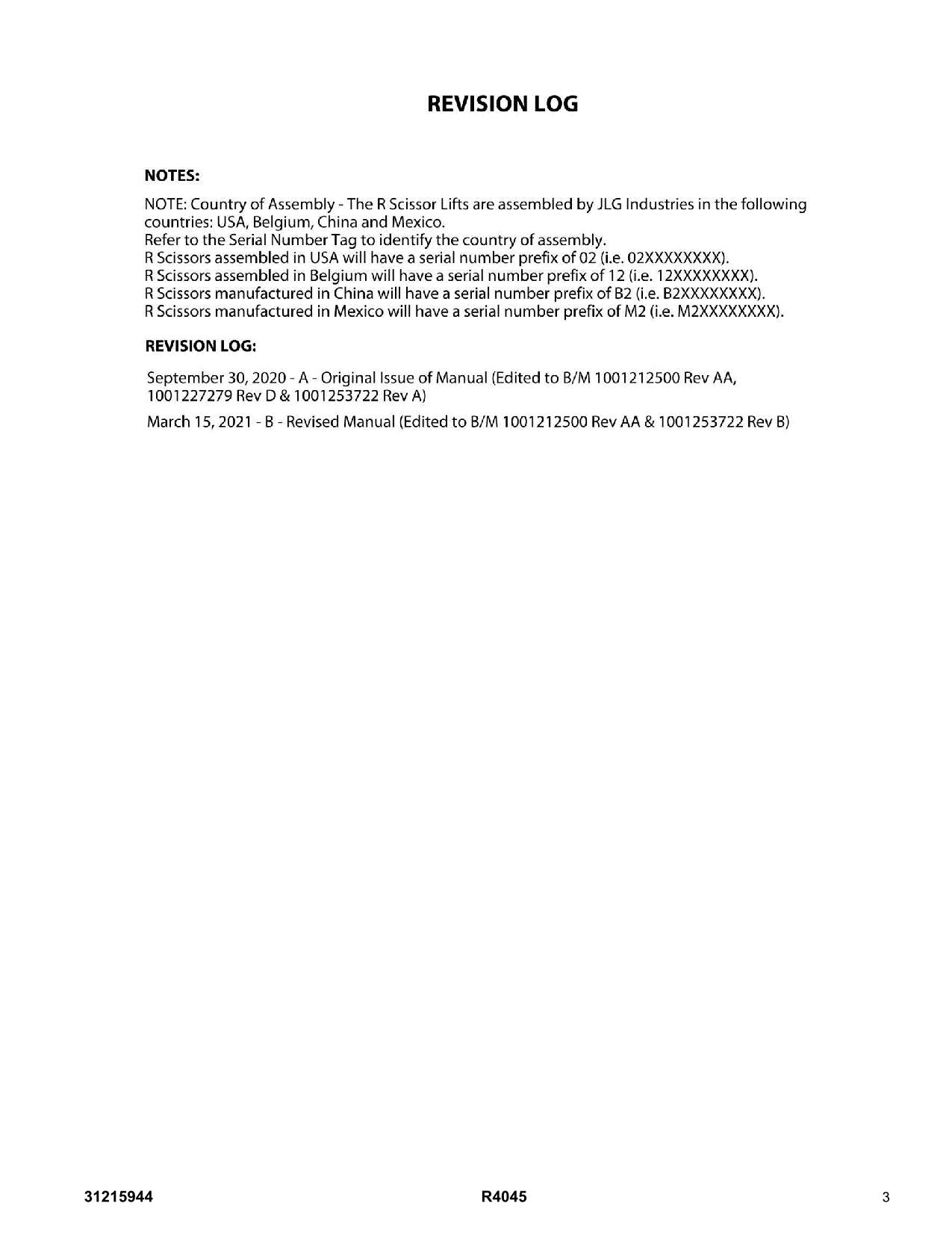 JLG  R4045 Scissor Lift Parts Catalog Manual