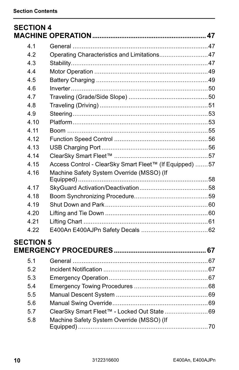 Manual del operador del elevador de pluma estrecha JLG E400A E40AJP