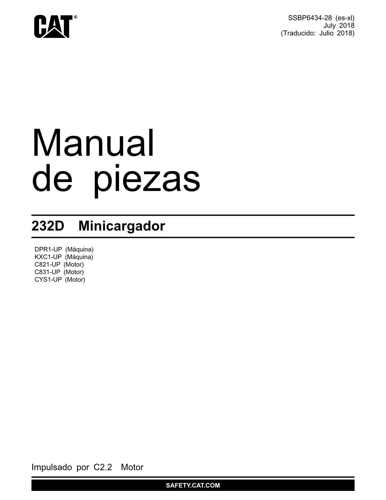 Caterpillar 232D Cargador Manual de piezas Español
