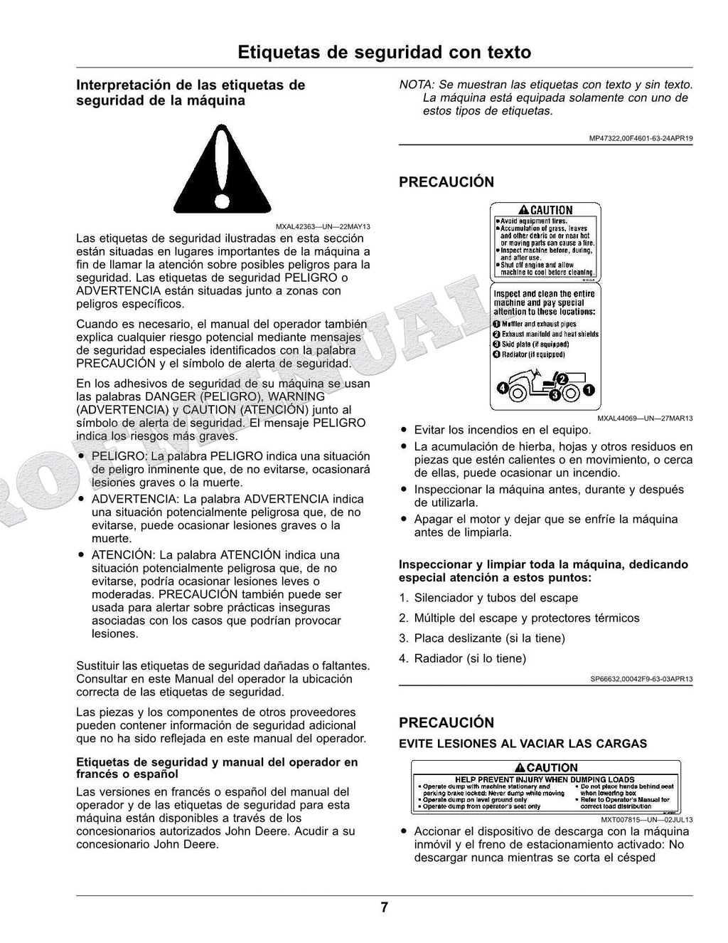 John Deere TX Turf Gator Kawasaki FJ400 Gas Engine cocodrilo Manual del Operador