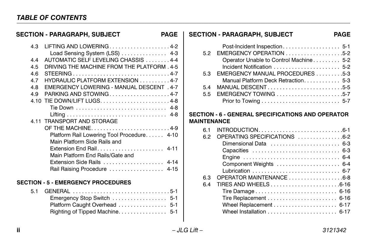 LIFTLUX 260-25 Scissor Lift Maintenance Operation Operators Manual 3121342
