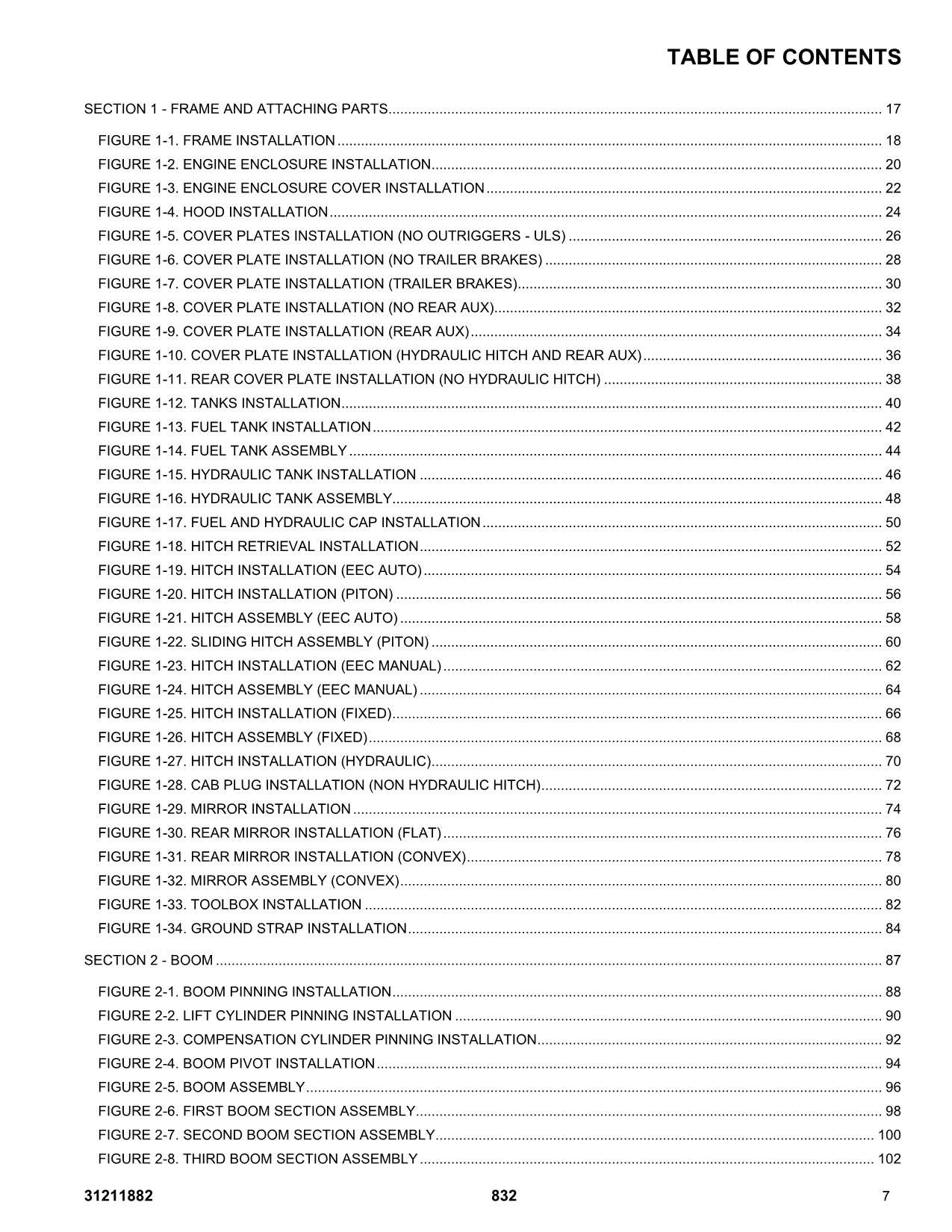 Manual del catálogo de piezas del manipulador telescópico JLG 832