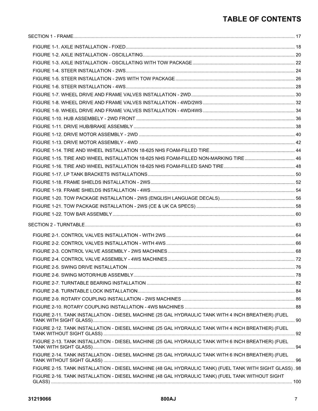 Manual del catálogo de piezas del elevador de pluma JLG 800AJ