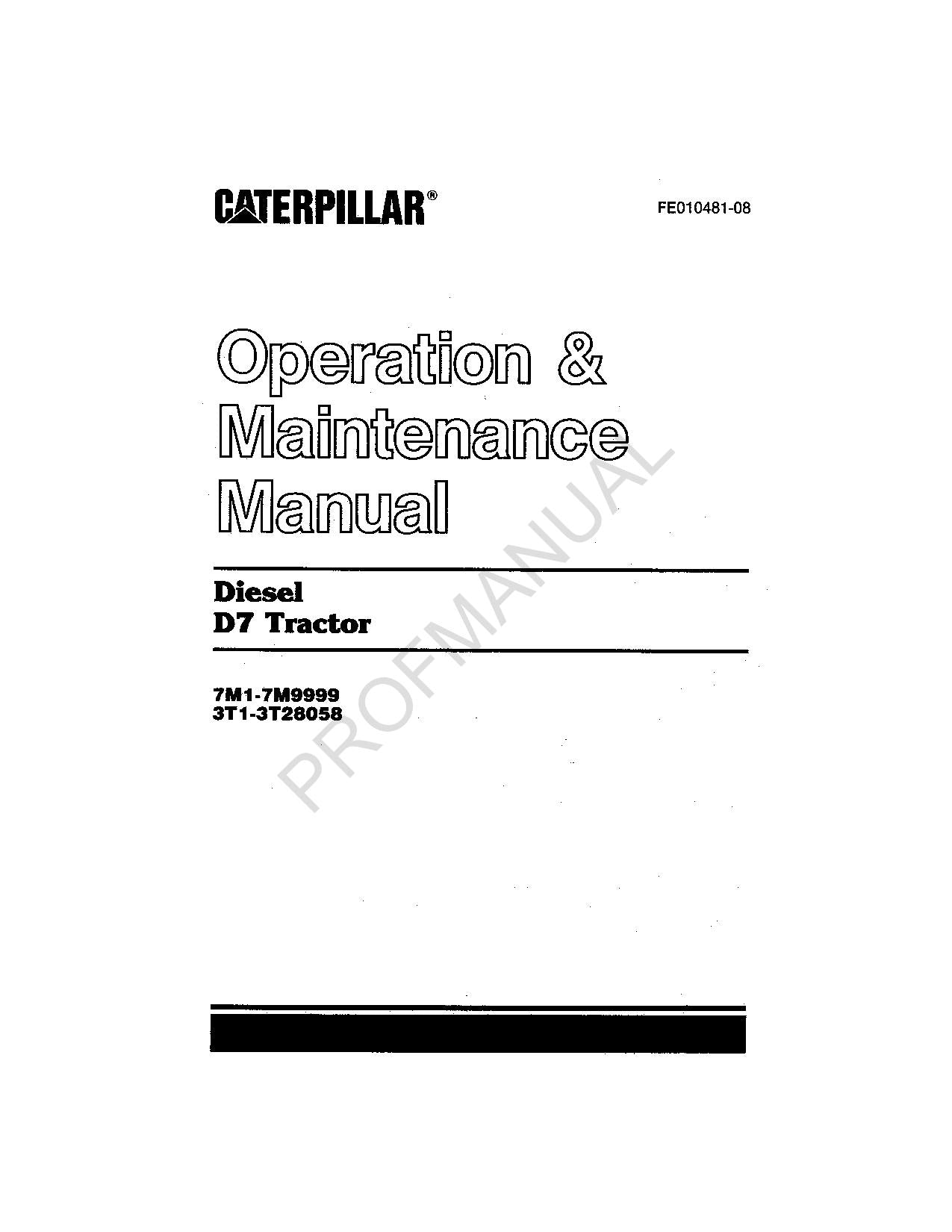 Manual de mantenimiento del operador del tractor Caterpillar Diesel D7
