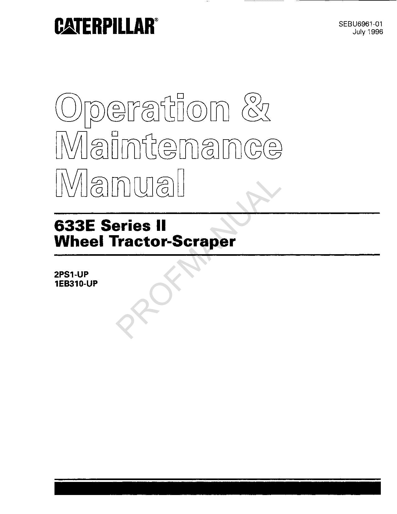 Manual de mantenimiento del operador de mototraílla Caterpillar 633E Serie II