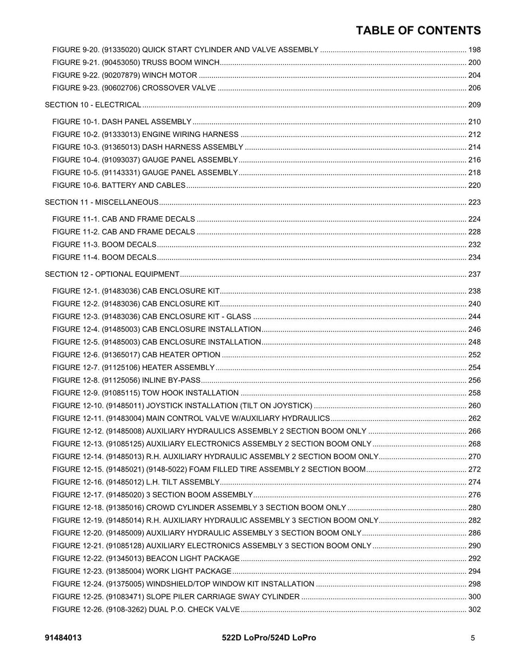 GRADALL 522D 524D Telehandler Parts Catalog Manual