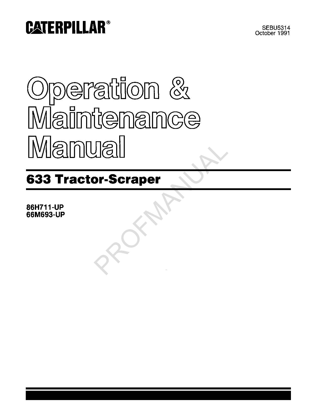 Manual de mantenimiento del operador de la mototraílla Caterpillar 633