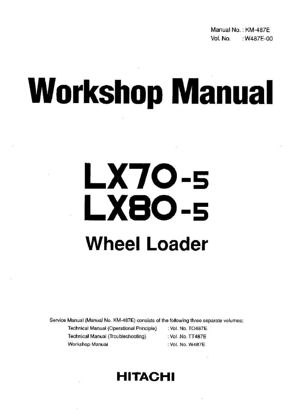 Hitachi LX70-5 LX80-5 Wheel Loader Workshop Manual