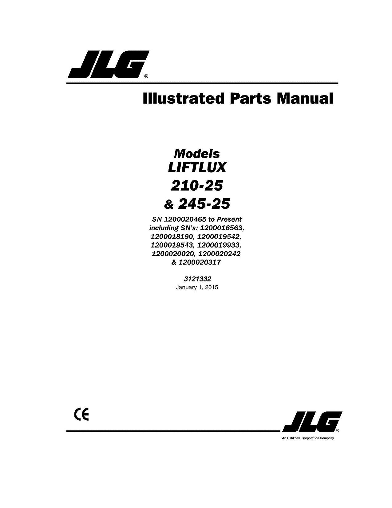 LIFTLUX 210-25 245-25 Scissor Lift Parts Catalog Manual