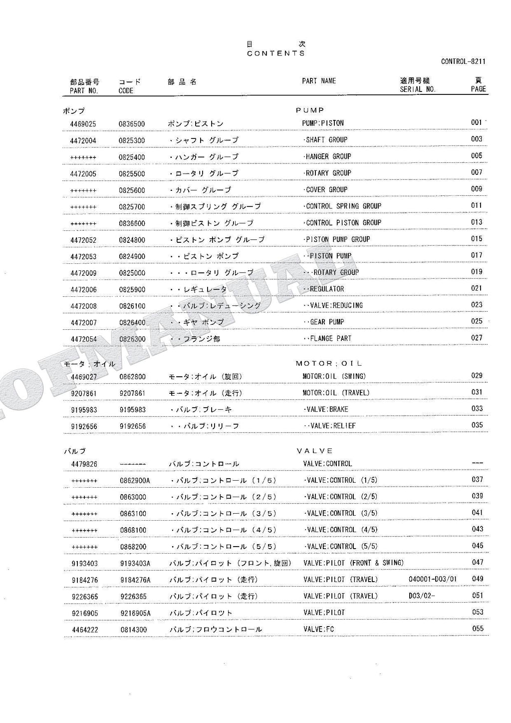 HITACHI ZAXIS ZX75UR Equipment Component Excavator Parts Catalog Manual