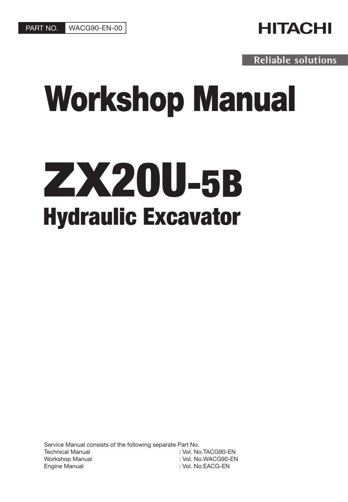 Manual de servicio y reparación de la excavadora Hitachi ZX20U-5B