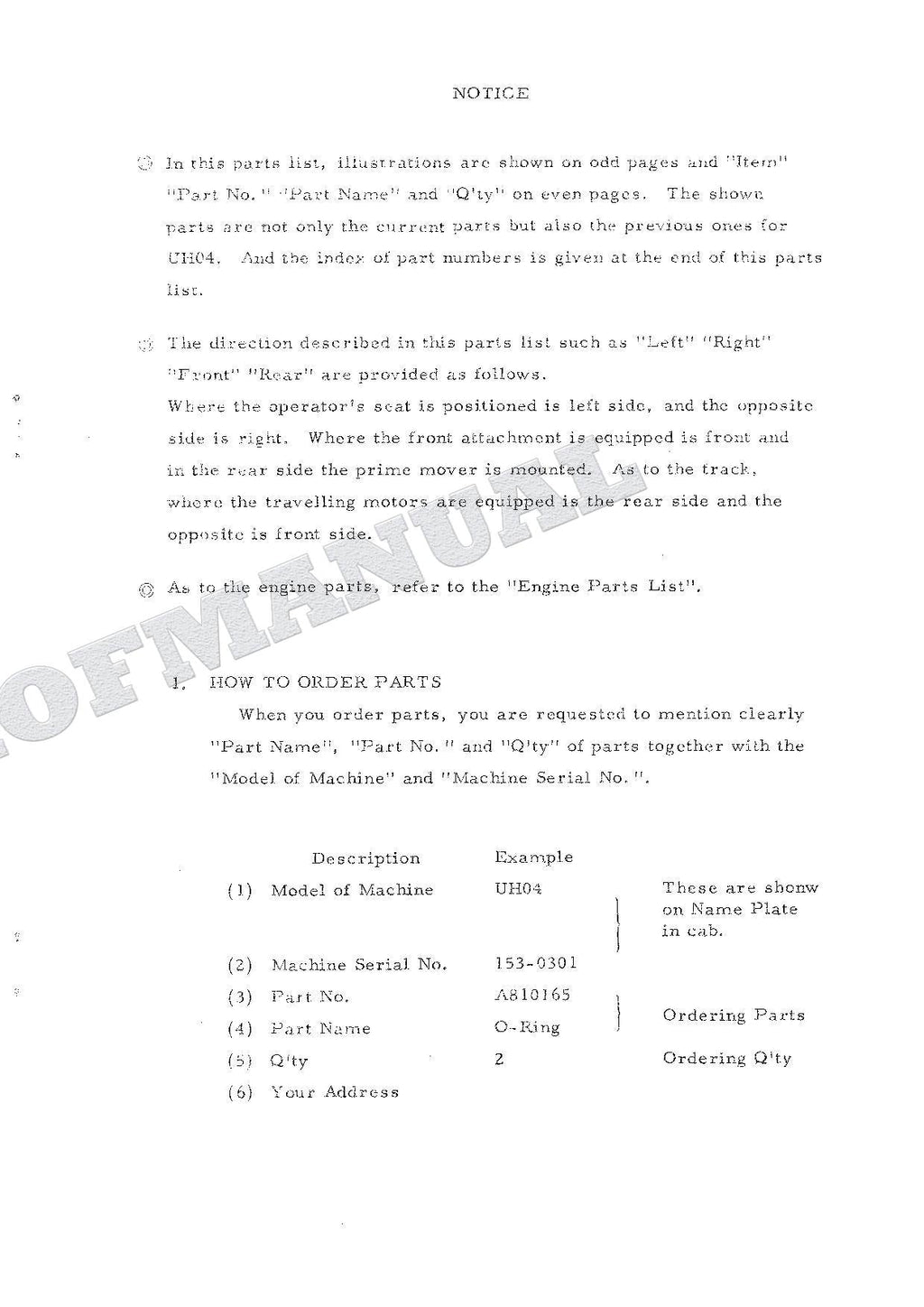 HITACHI UH04 Excavator Parts Catalog Manual