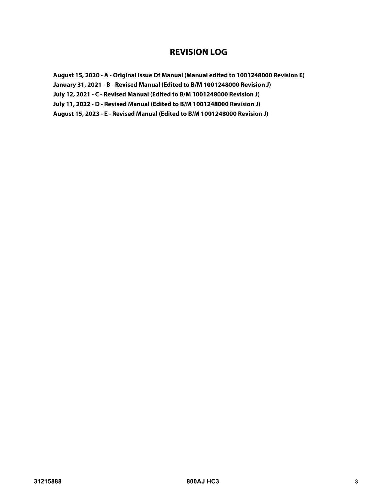 JLG 800AJ HC3 Boom Lift Parts Catalog Manual 31215888