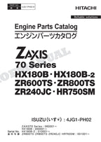 HITACHI ZR600TS ZR800TS ZR240JC HR750SM ISUZU Engine Parts Catalog Manual