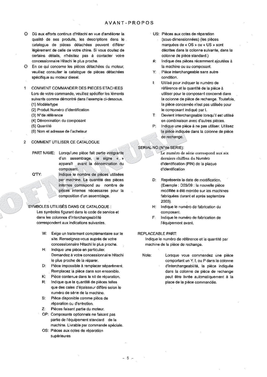 HITACHI ZX120 ZX120-E ZX130 Excavator Parts Catalog Manual SN 060001-