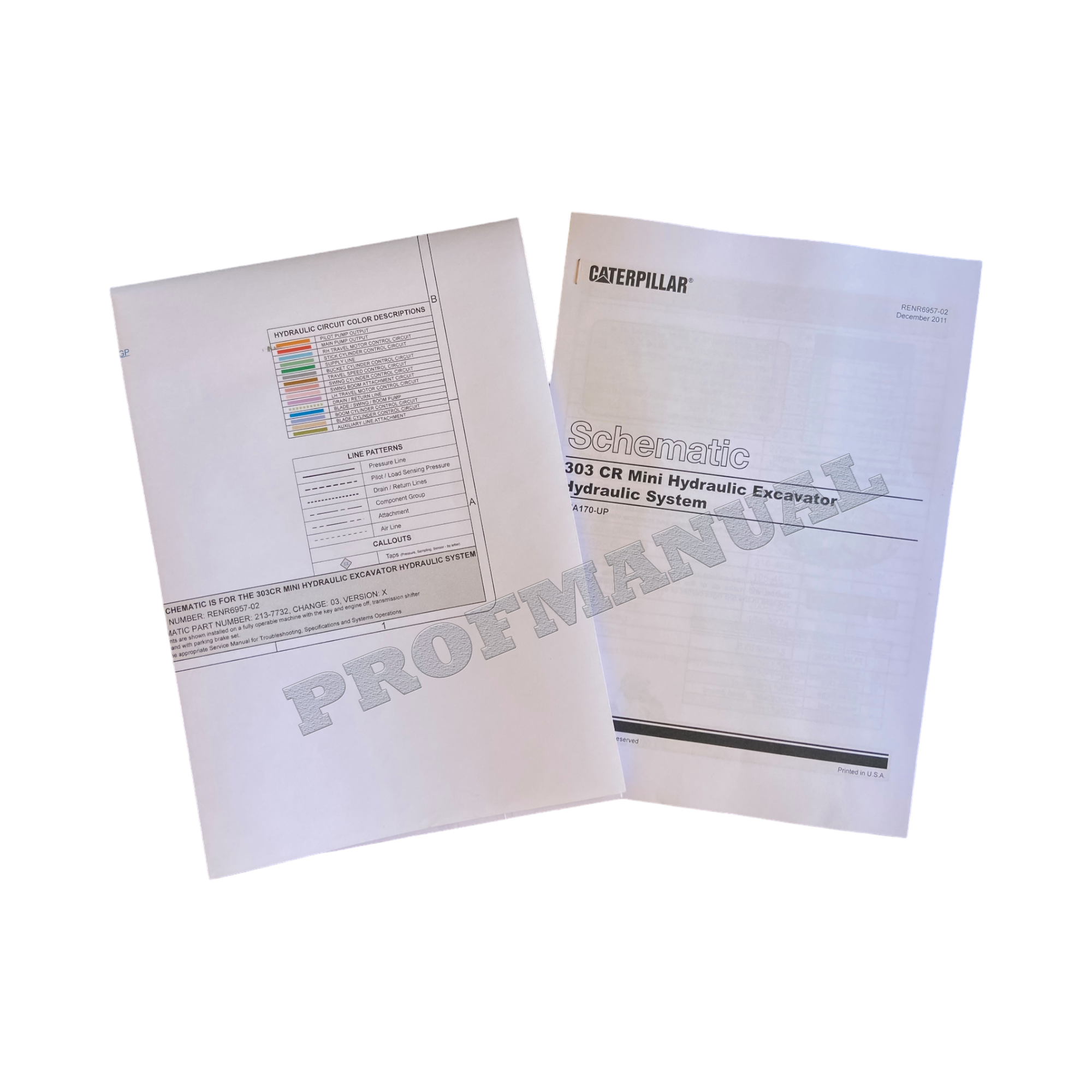 Manual de servicio del esquema hidráulico de la excavadora Caterpillar 303 CR ser DMA170-UP