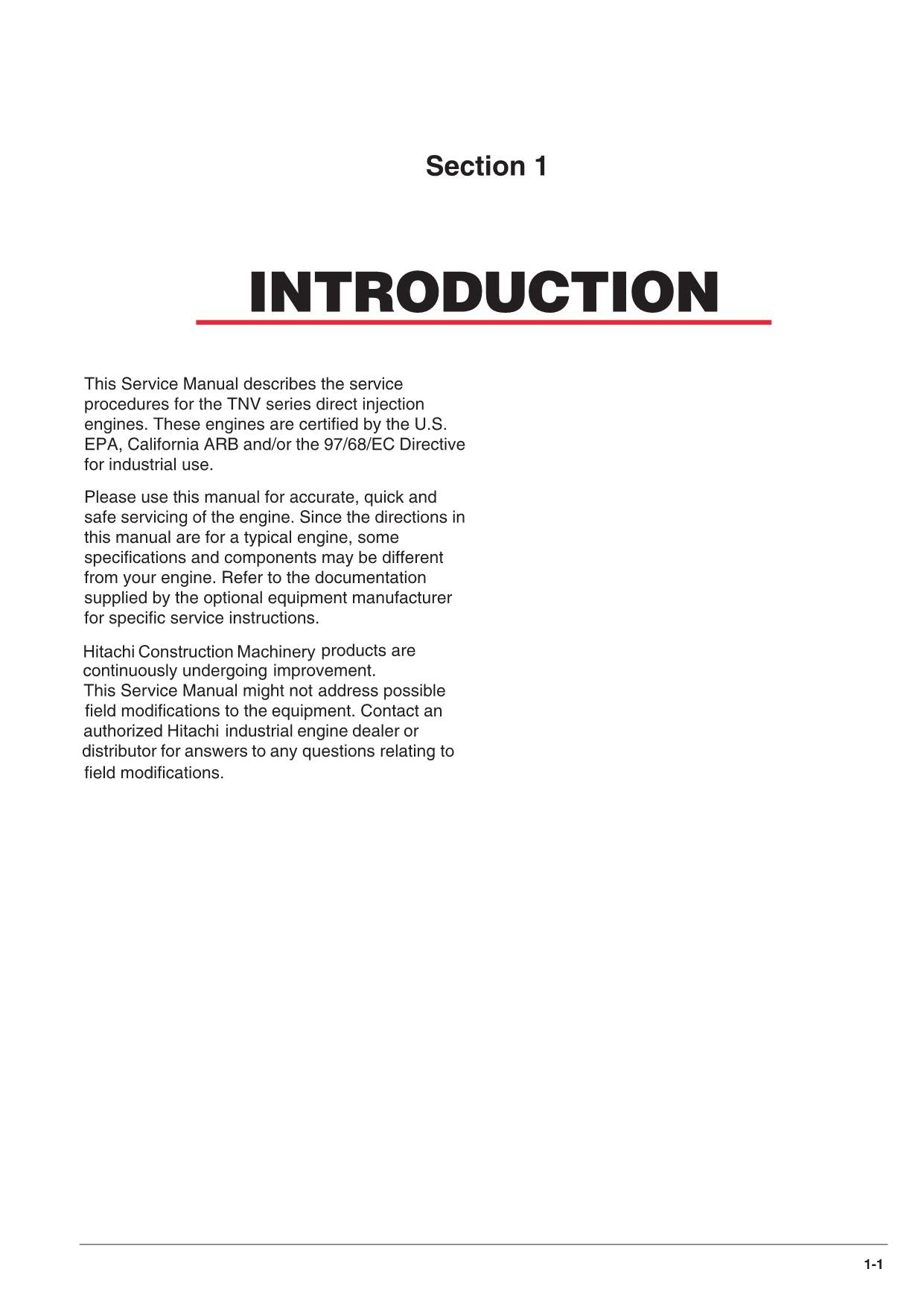 HITACHI 4TNV Series 4TNV98T-Z 4TNV106 4TNV106T Engine Workshop Service Manual