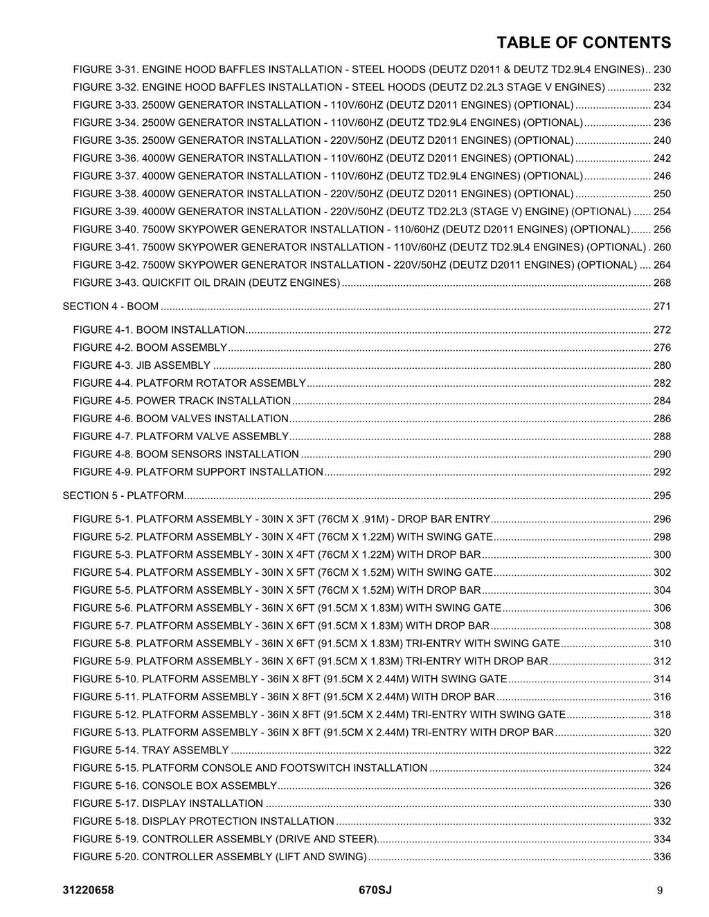JLG 670SJ SL Boom Lift Parts Catalog Manual 31220658