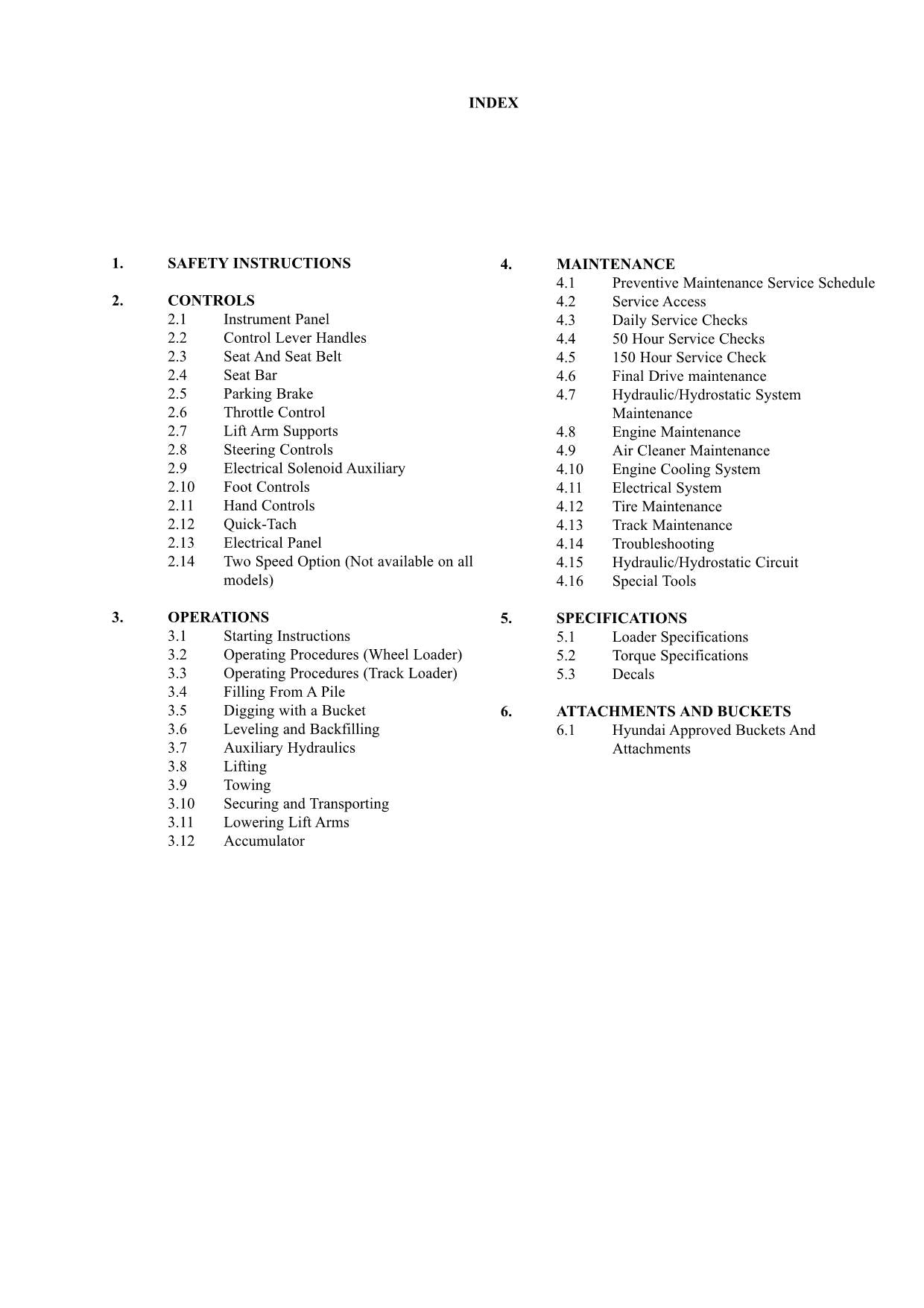 Hyundai HSL1500T SKID STEER LOADER Operators Maintenance Manual