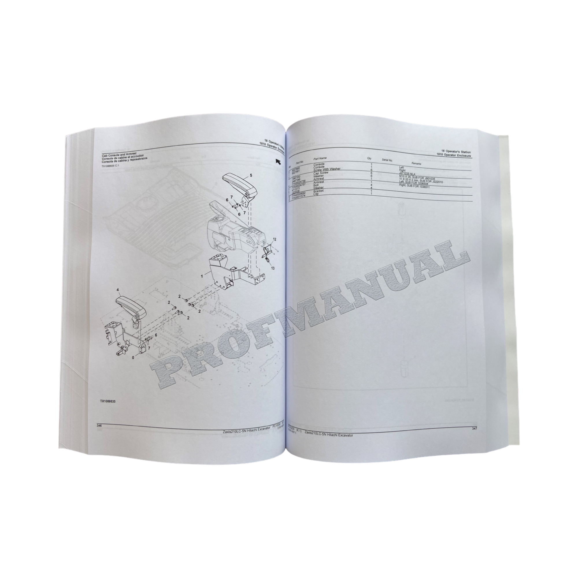 Hitachi ZAXIS 210-5N ZAXIS 210LC-5N excavator parts catalog manual