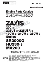 HITACHI 210W-3 250W-3 SR2000G HU230-3 MA200 ISUZU Engine Parts Catalog Manual