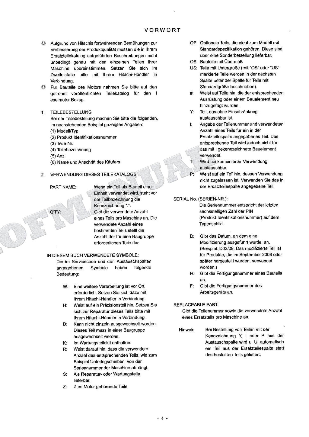 HITACHI ZAXIS ZX110 ZX110M ZX110-E Excavator Parts Catalog Manual