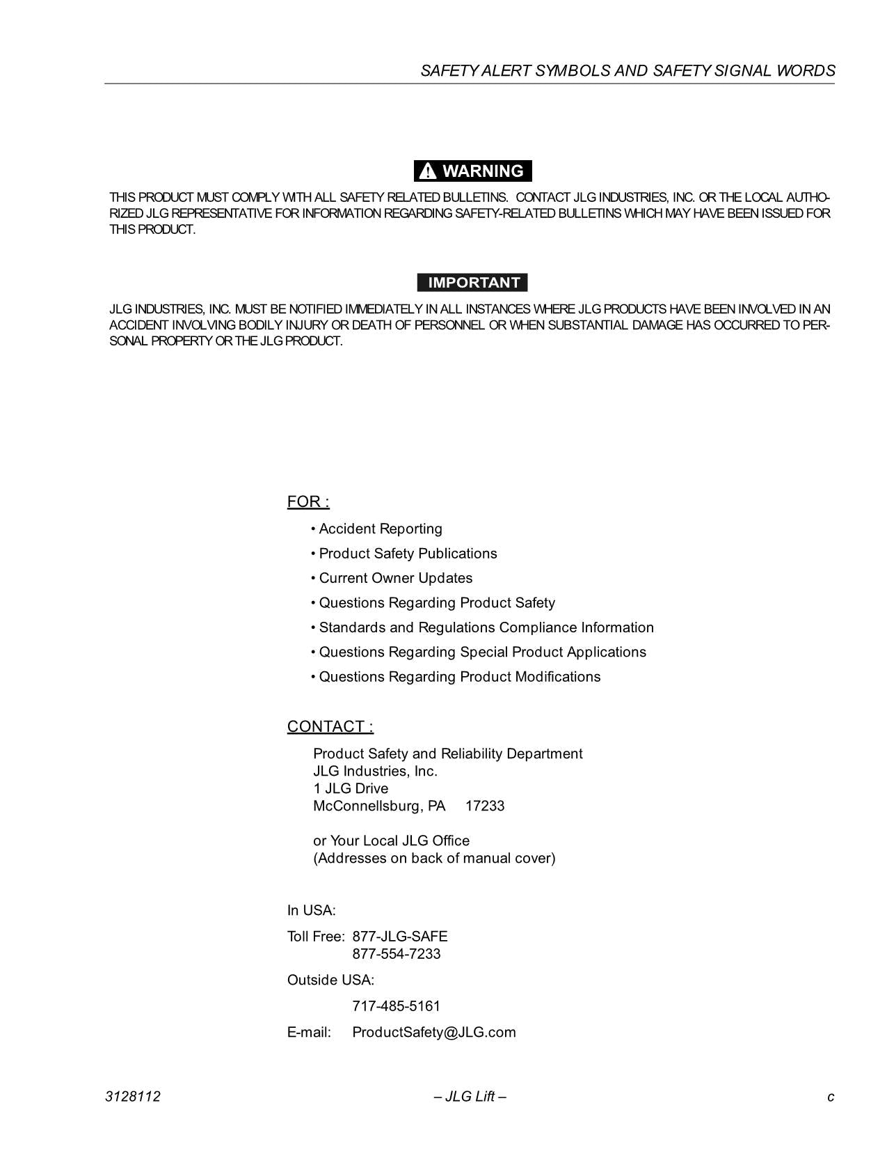 Manual de servicio y operación de accesorios JLG Easy-Cladder Plus