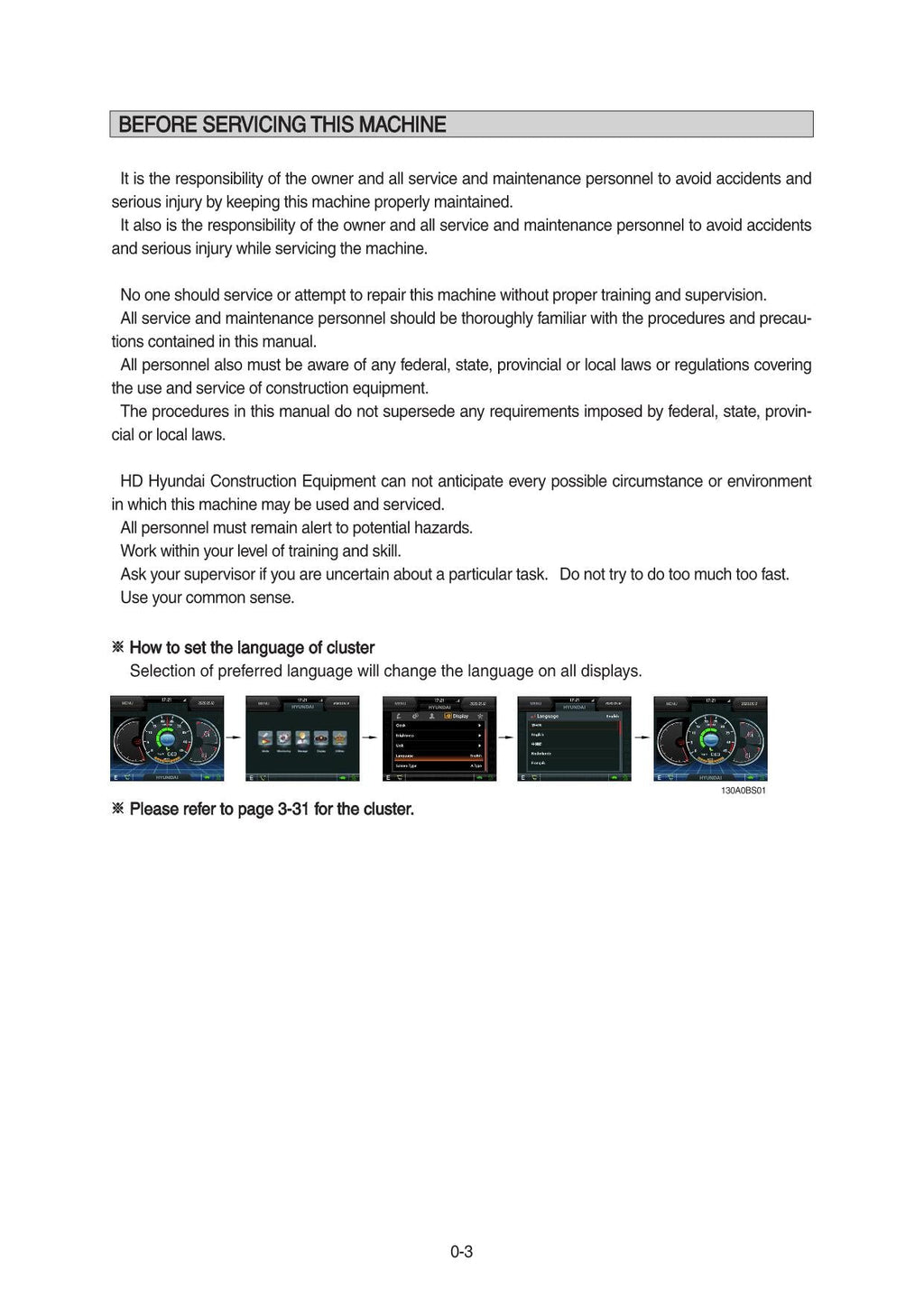 Manual de mantenimiento del operador de la excavadora sobre cadenas Hyundai HX130A LCR