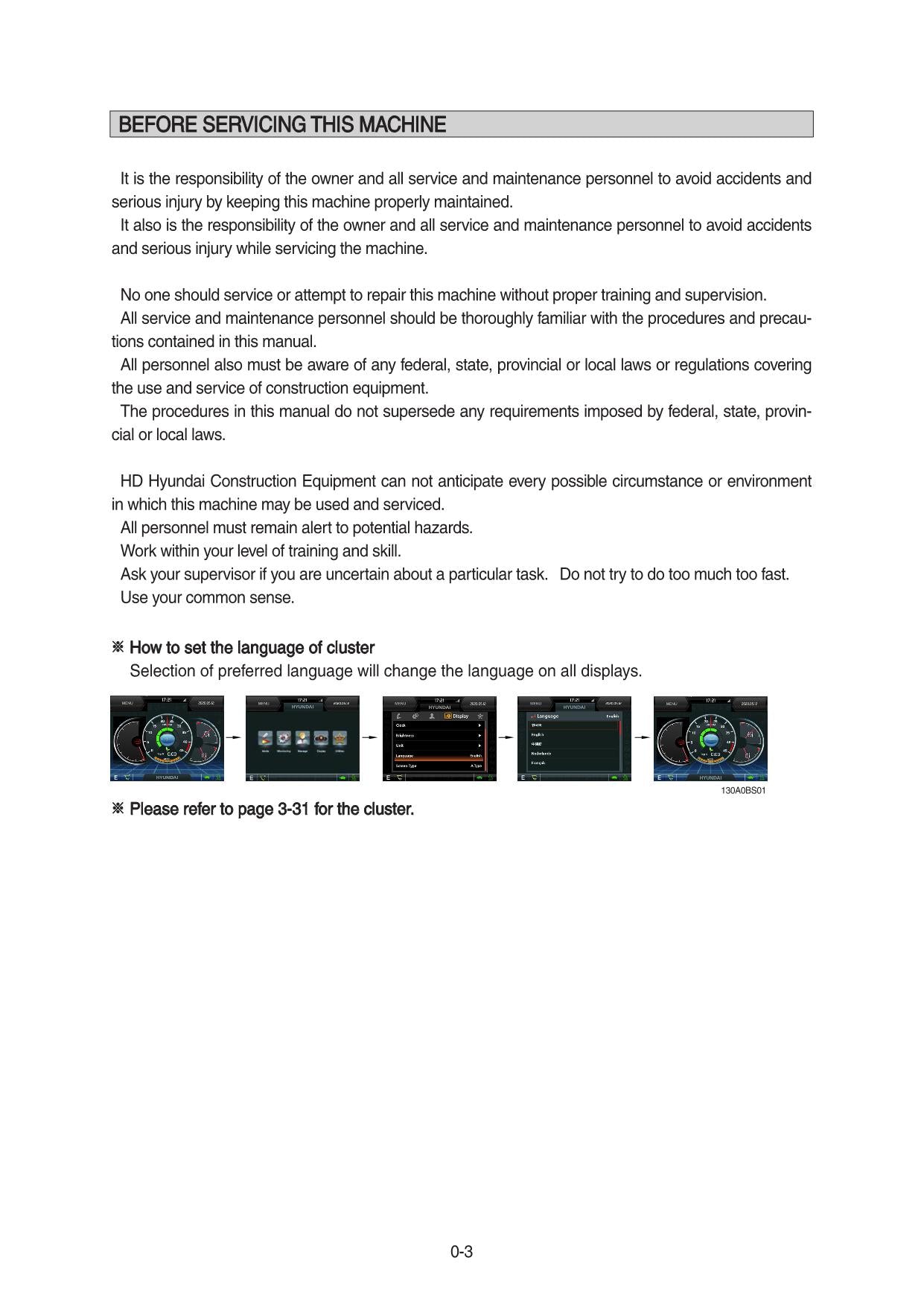 Manual de mantenimiento del operador de la excavadora sobre cadenas Hyundai HX130A LCR