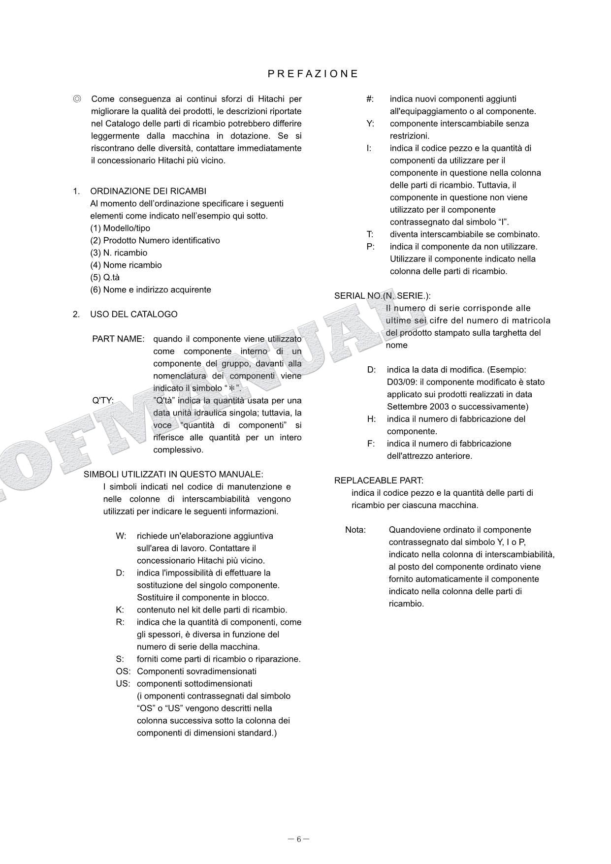HITACHI ZAXIS ZX160LC-5G Equipment Component Excavator Parts Catalog Manual