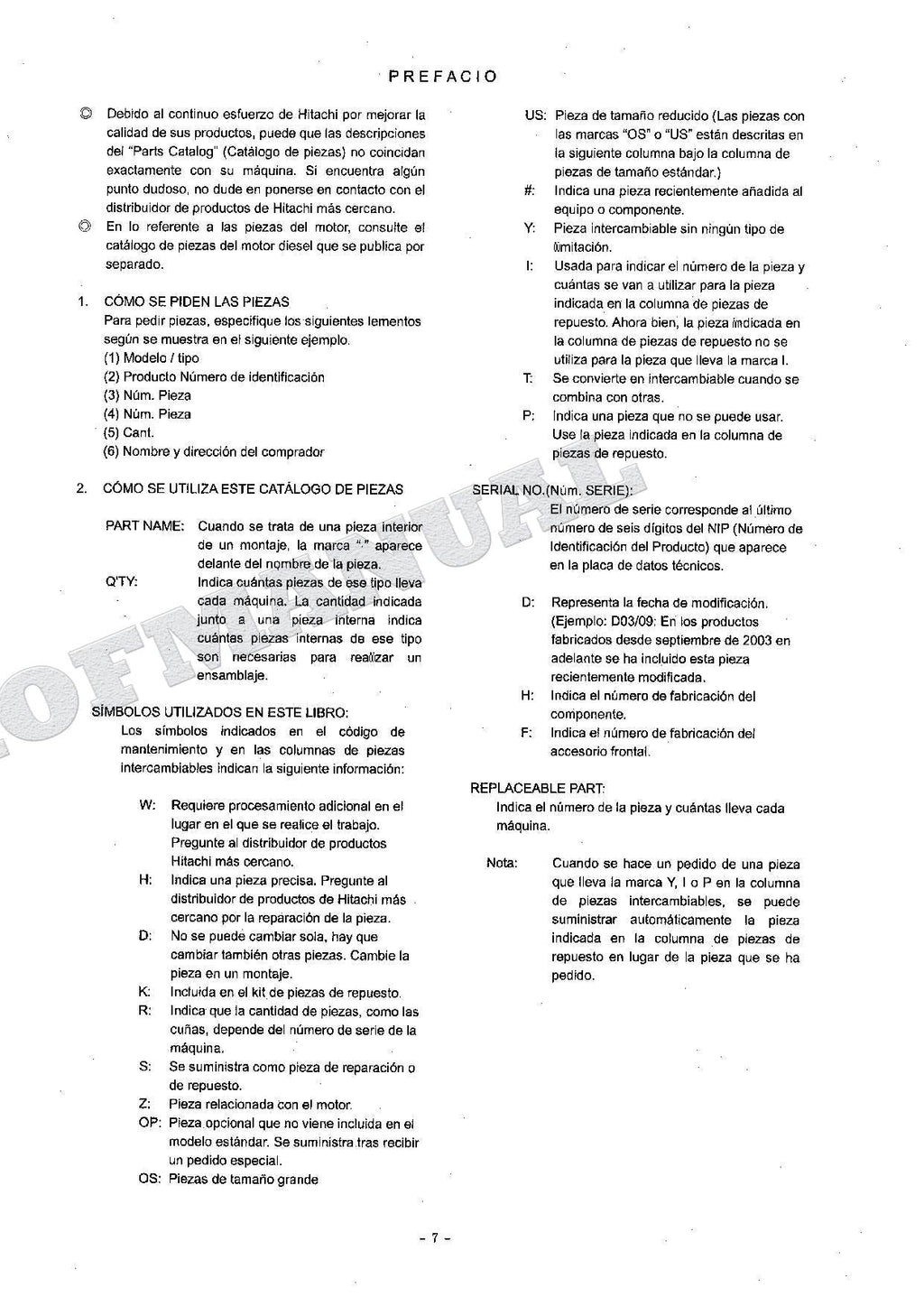 HITACHI ZX120 ZX120-E ZX130 Excavator Parts Catalog Manual SN 060001-