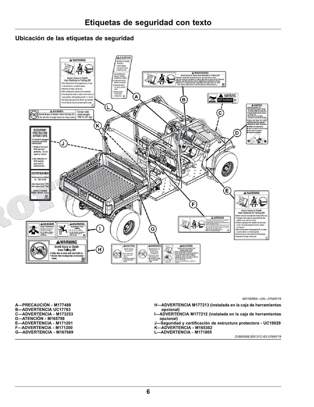 John Deere XUV825M S4 cocodrilo Manual del Operador Español OMUC23886