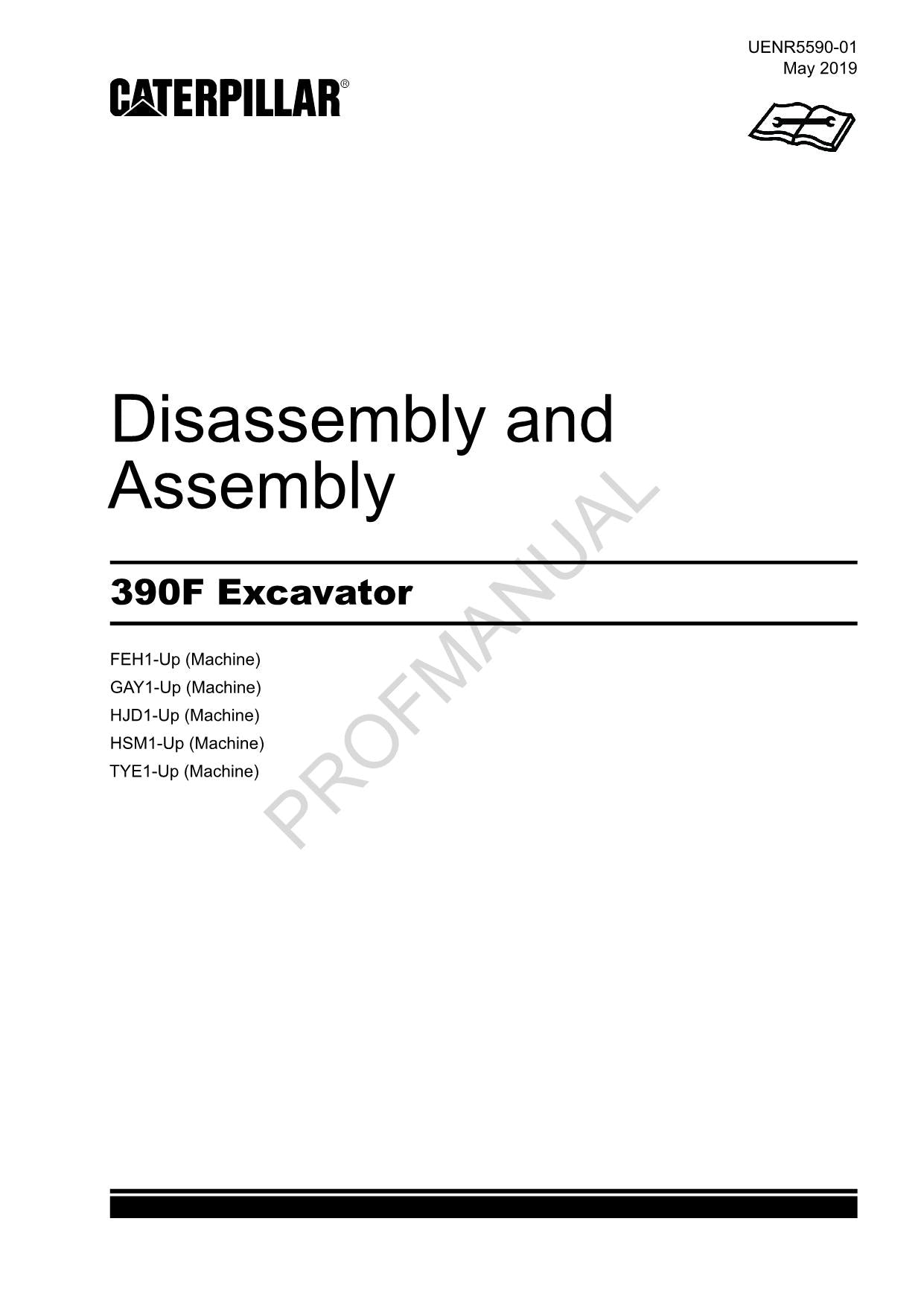 Caterpillar Cat 390F Excavator Disassembly Assembly Manual