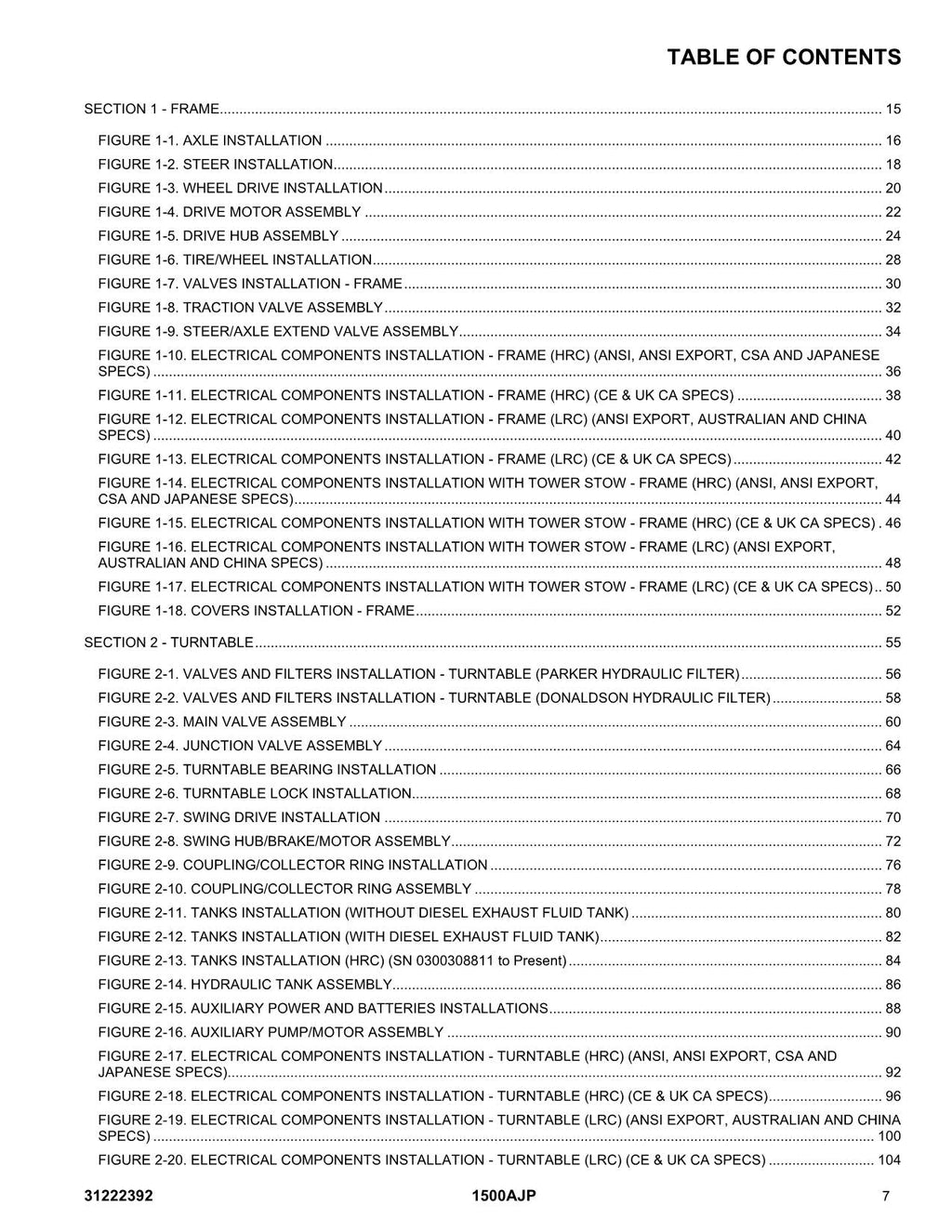JLG 1500AJP Boom Lift  Parts Catalog Manual